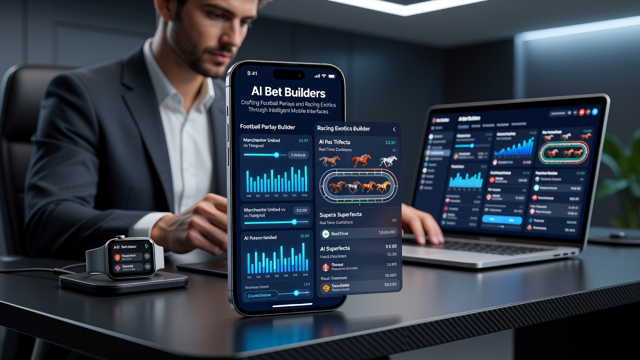 Mobile app showing racing exotic bet builder with horse data