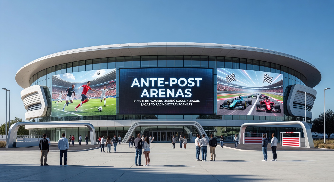 Punters analyzing ante-post slips combining Premier League top-four accumulators with Grand National each-way selections on a betting shop terminal