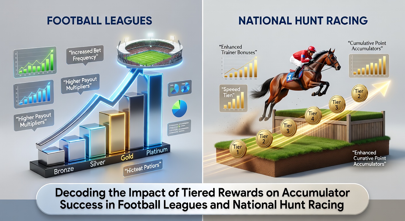 Visual breakdown of tiered reward structures applied to football league accumulators and national hunt racing bets