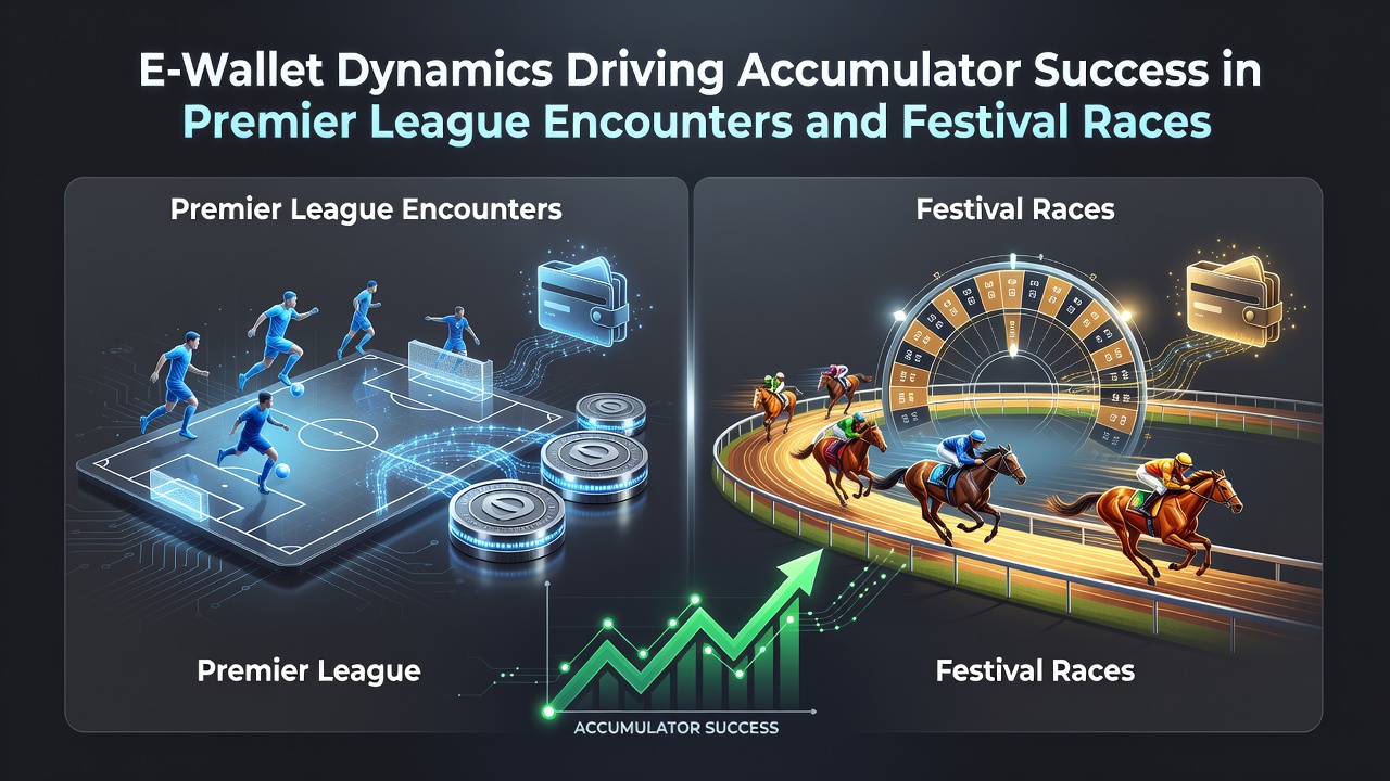 Digital wallet interface showing seamless accumulator bet placements on football and horse racing markets