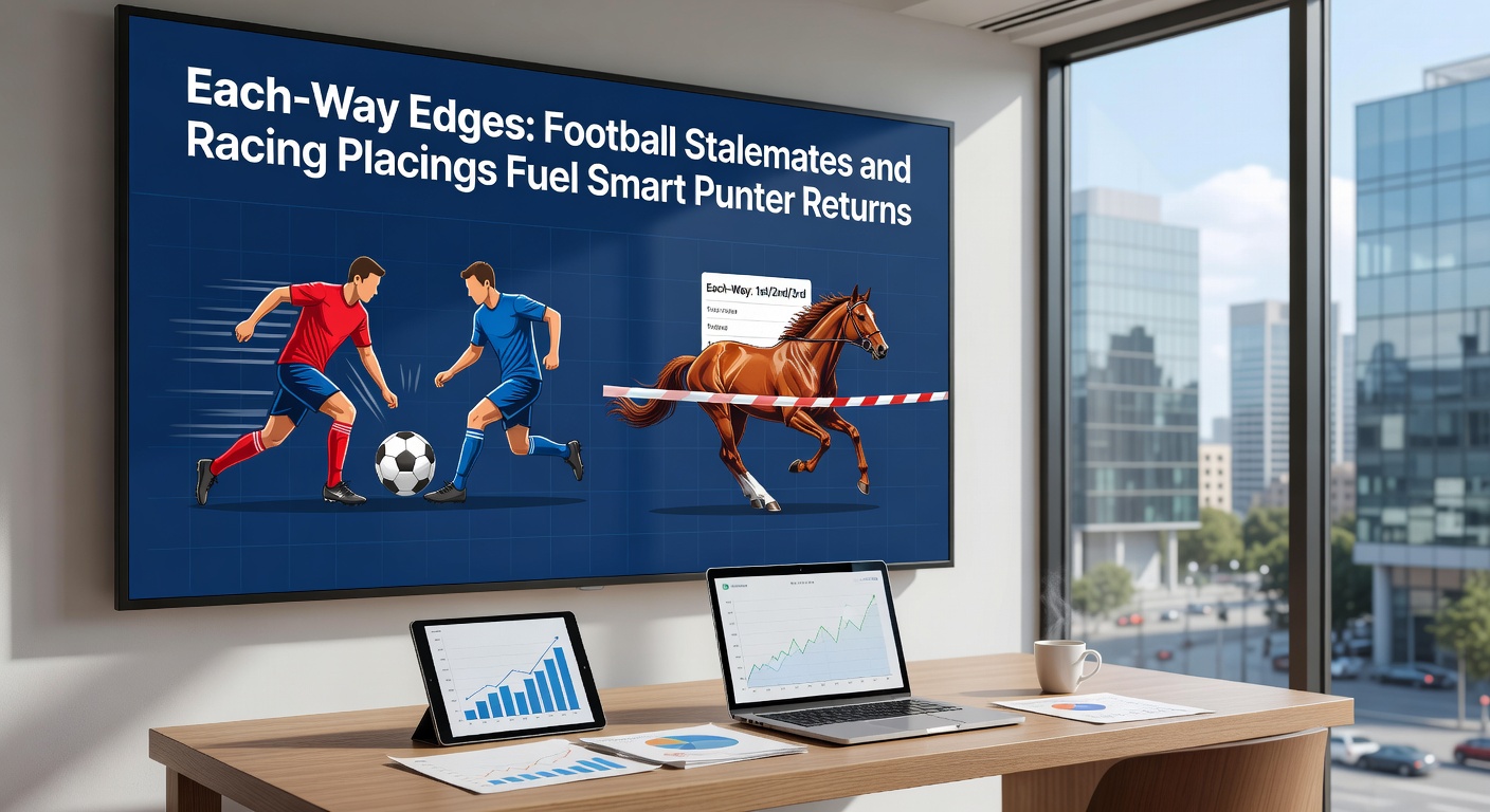Chart comparing each-way returns from recent soccer draws and horse racing placings, with overlaid stats on hit rates