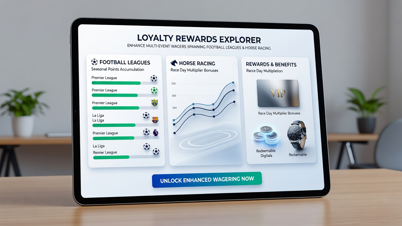 Player dashboard displaying accumulated loyalty points from combined football and horse racing wagers