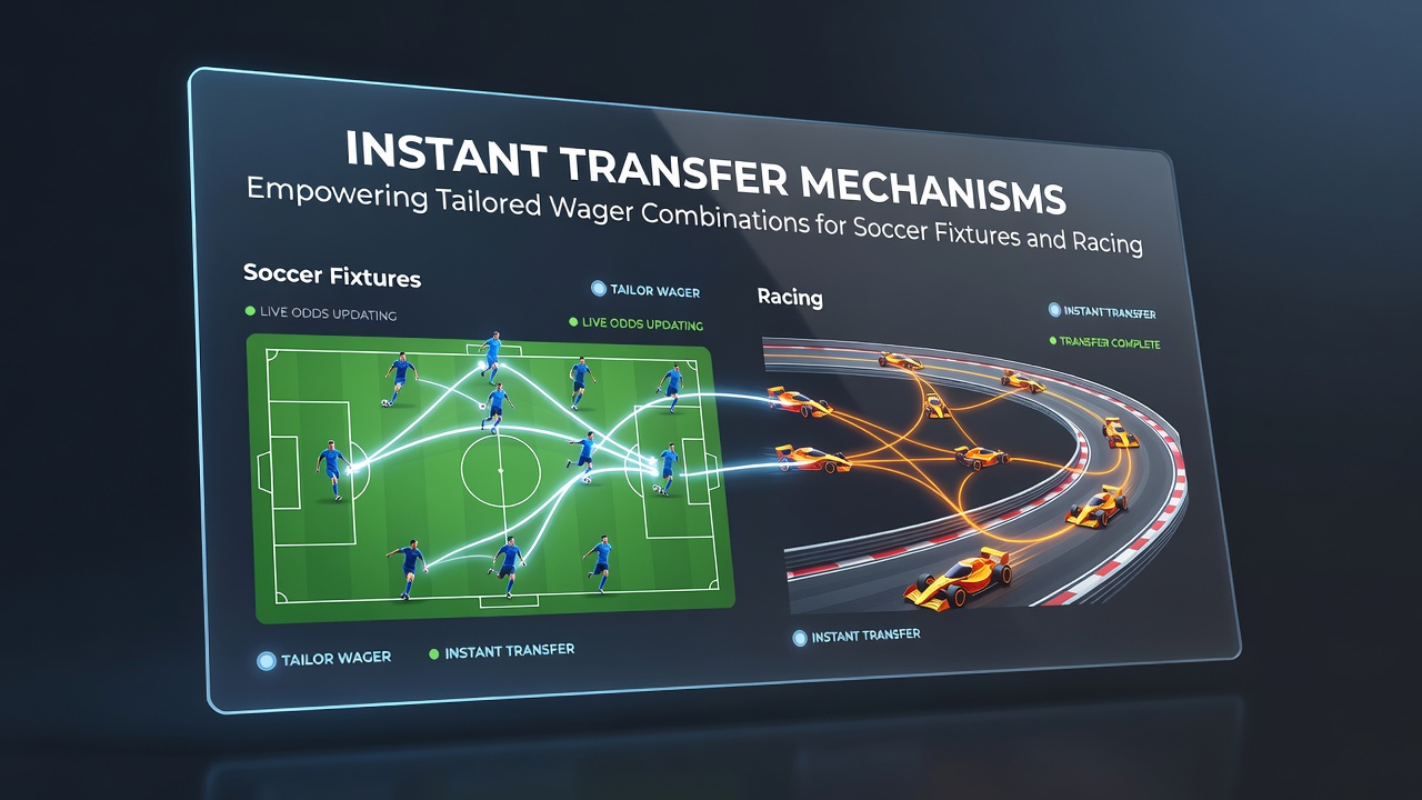 Dashboard view showing combined soccer and racing accumulator options funded via instant transfer