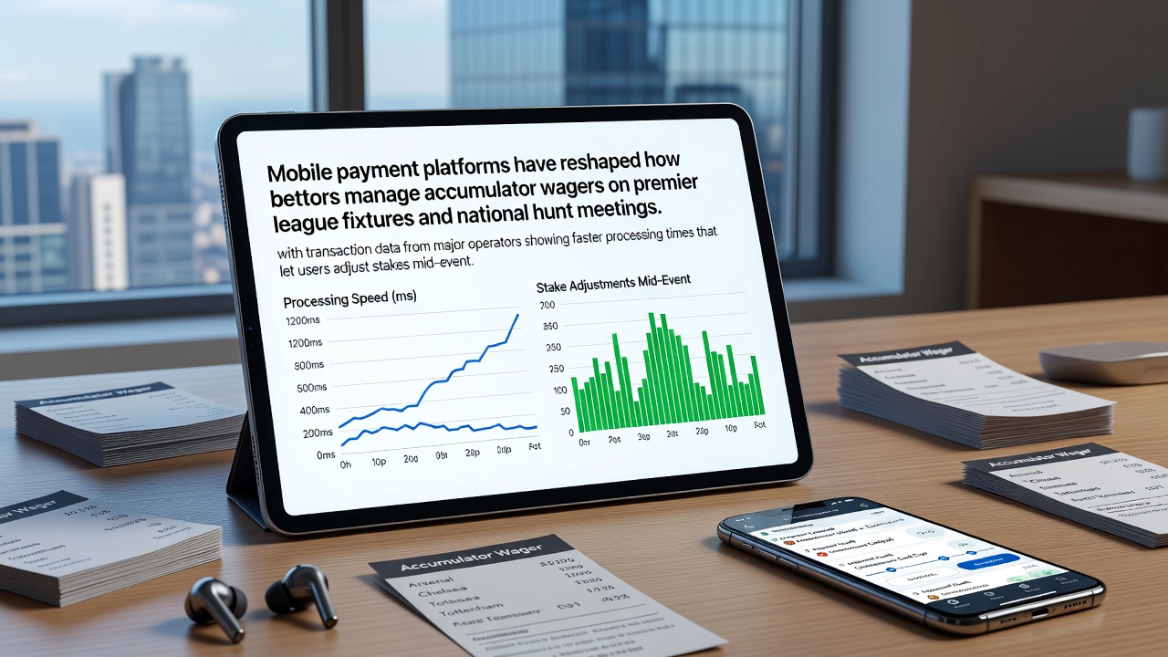 Mobile payment platforms enabling real-time accumulator stake adjustments during Premier League matches and national hunt races