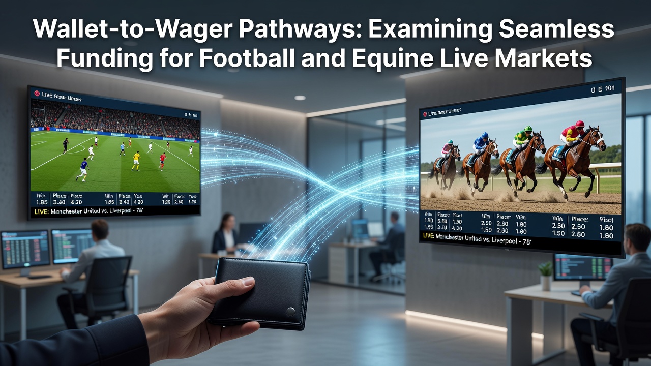 Digital wallet interface showing instant transfer options for live football and horse racing bets