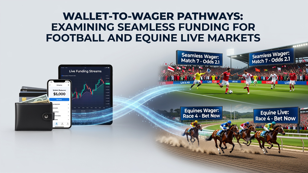 Mobile screen displaying seamless funding options for live horse racing and football markets